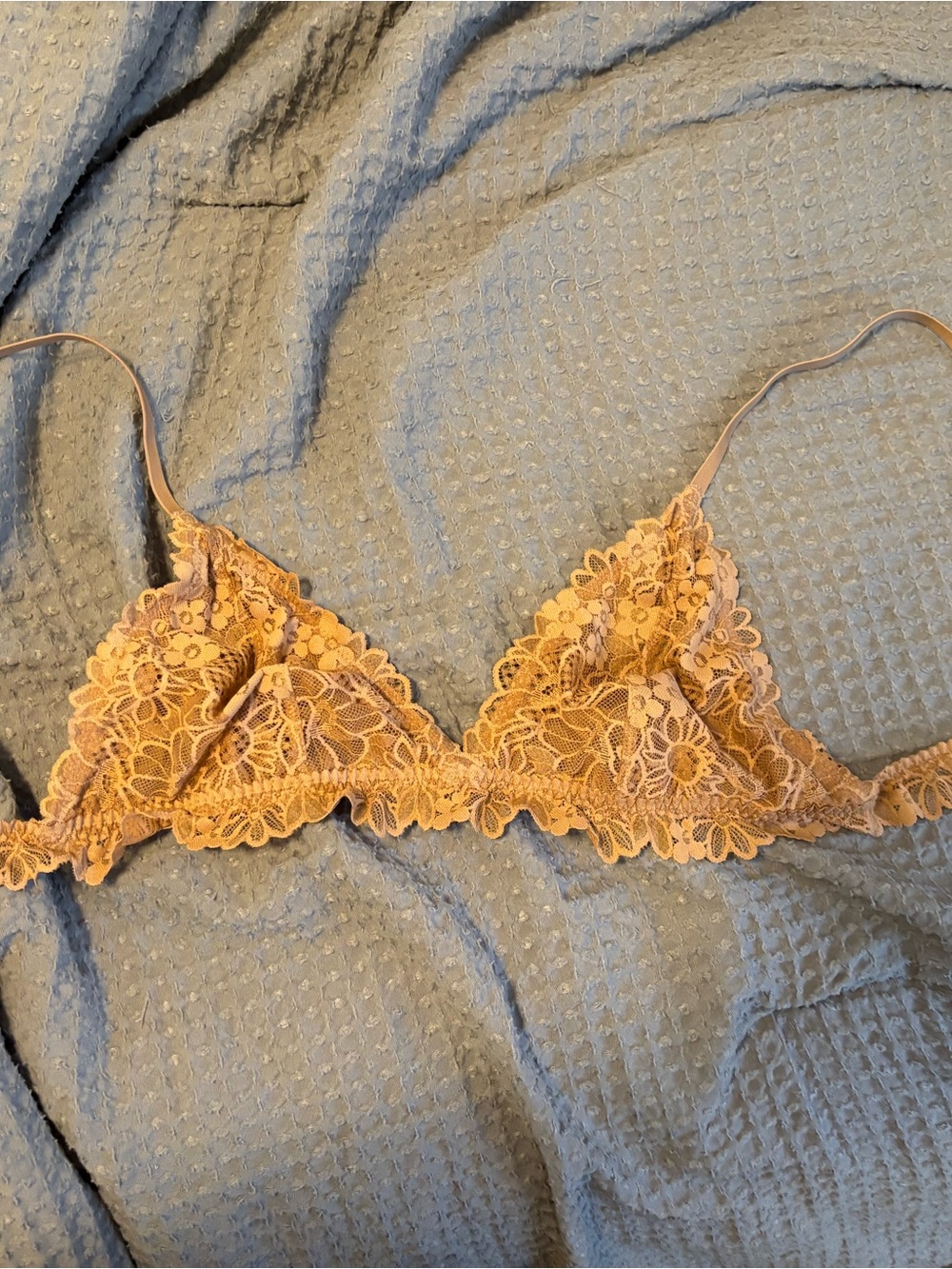 aerie Floral Lace Triangle Bralette in Nude